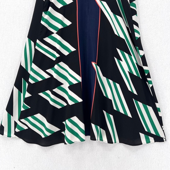 DEREK LAM 10 CROSBY Dress Womens 0 Black Green Geometric Print Silk Strappy Mini - Picture 9 of 16
